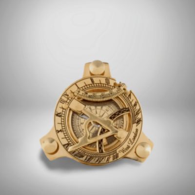 Brass Sundial Compass With Push Button Lid - Antique Reproduction - Kelvin & Hughes Style