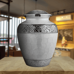 White Burial Cremation Urn for Ashes 03