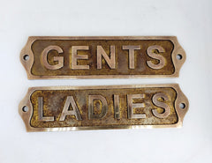 Set Of 2-Ladies+Gents Brass Plaques LGBP76
