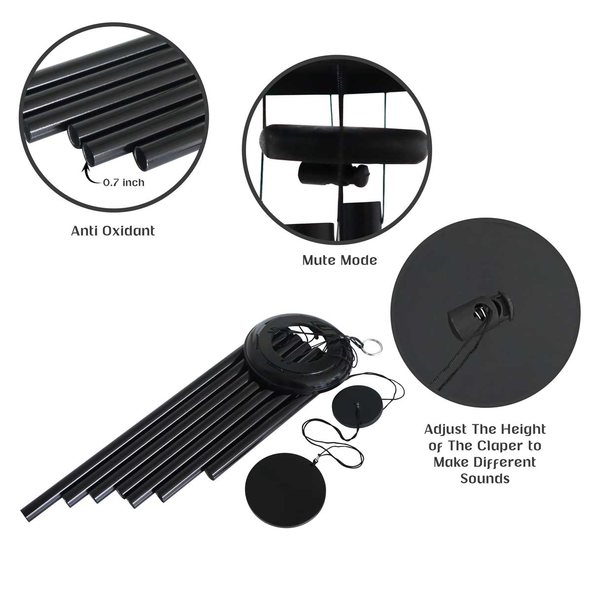 wind chime with antioxidant metal and adjustable height of clapper  wind chime with antioxidant metal and adjustable height of clapper