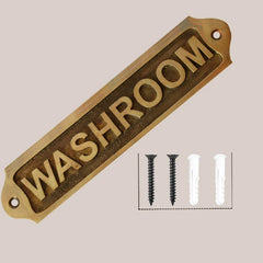 Washroom Brass Plaque 22x5 cm