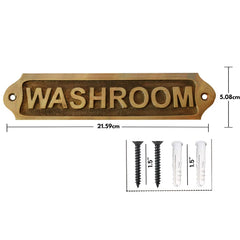 Washroom Brass Plaque 22x5 cm