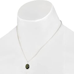 Authentic Moldavite Necklace, Moldavite Pendant, Crystal Necklace, 24K Silver moldavite, Genuine Green Moldavite Crystal Stone Locket, Energy Necklace for heart chakra 5 MM