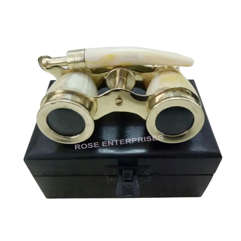 Nautical Binocular Solid Brass Handle with Wooden Box BP03
