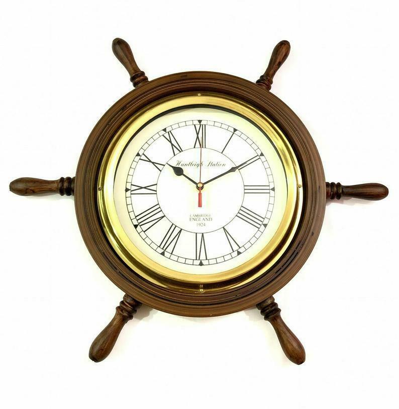 Nautical wooden ship wheel wall clock Decorative Collectible Item For Use Home, Office, Farm House & Hotel Etc