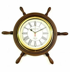 Nautical wooden ship wheel wall clock Decorative Collectible Item For Use Home, Office, Farm House & Hotel Etc