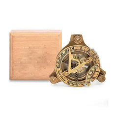Sundial Compass with for Your Adventures Engraved Natural Wooden Box - Adventure Compass