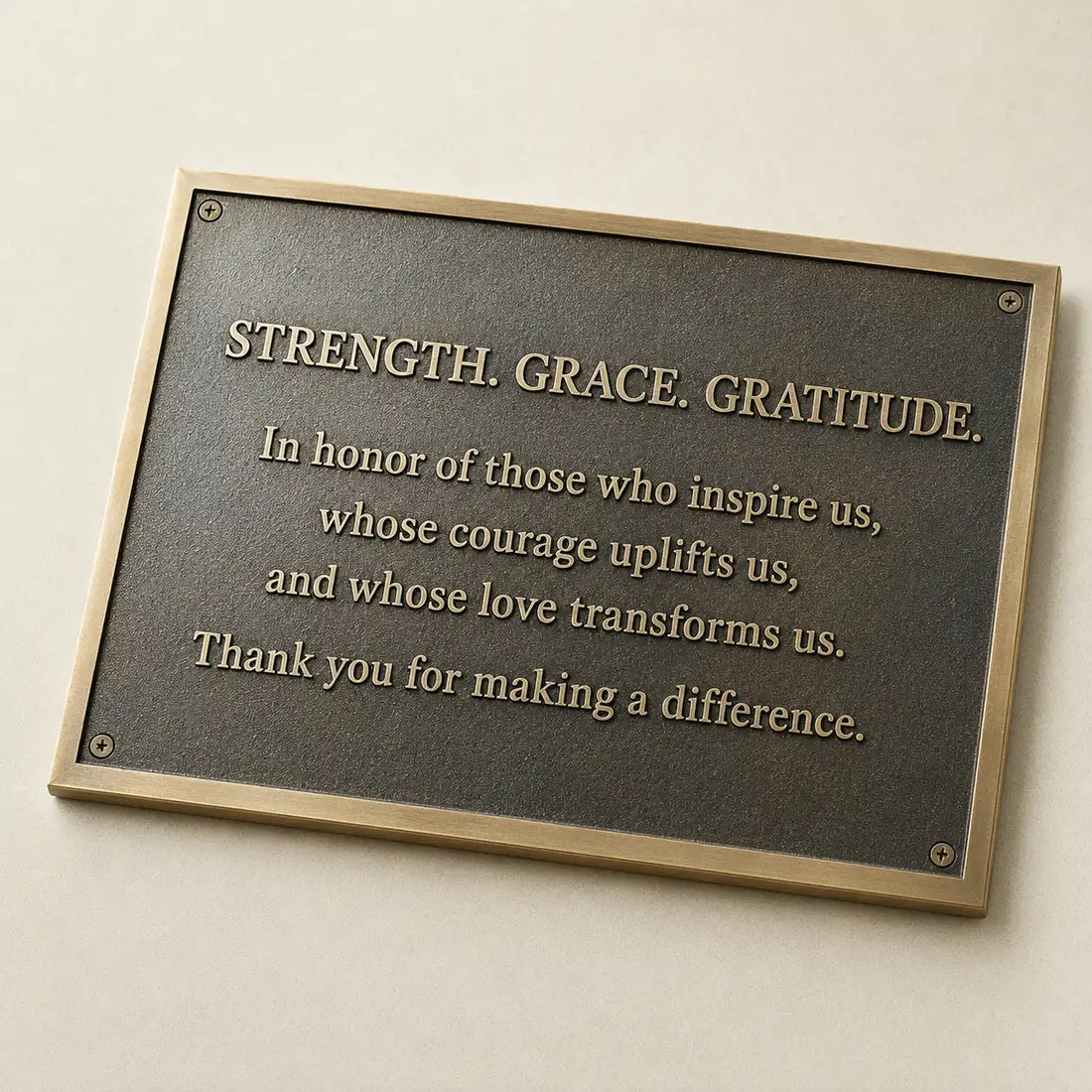 Custom bronze memorial plaque with personalized engraving honoring a loved one