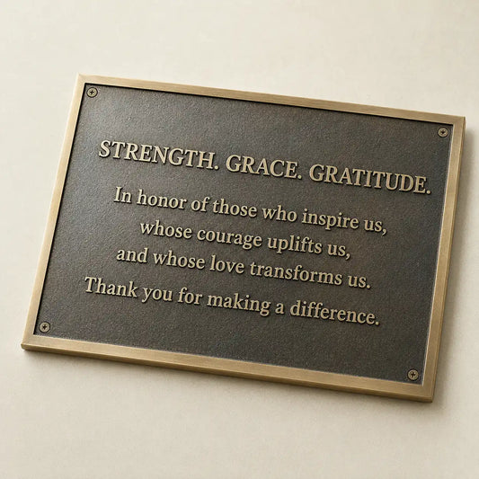 Custom bronze memorial plaque with personalized engraving honoring a loved one