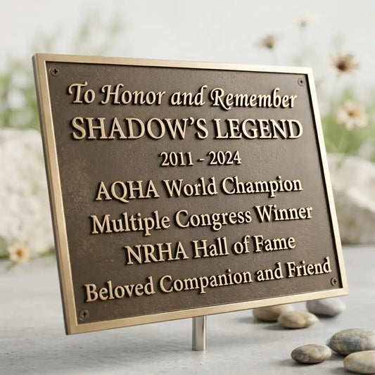 Custom bronze memorial plaque with raised lettering installed on a stone memorial wall outdoors