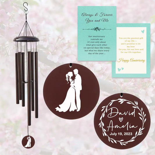 Custom Anniversary Wind Chime Ideas – Personalized Engraved Anniversary Wind Chime Gift for Couples