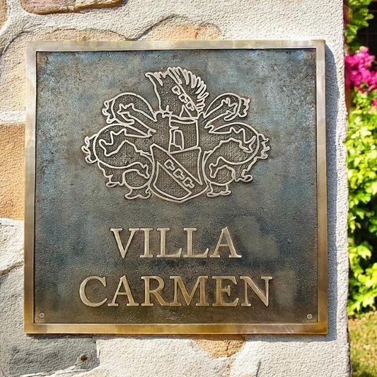Custom brass memorial plaque with engraved tribute