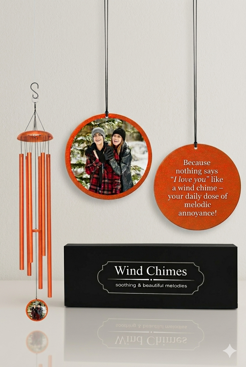 Personalized wind chime custom gift with photo and meaningful message