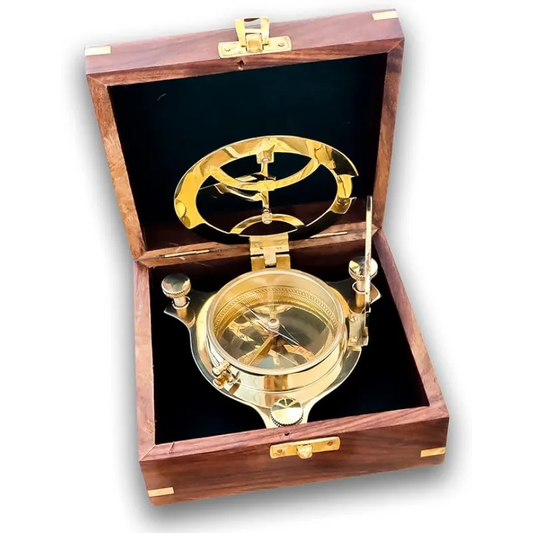 Sundial Brass Compass with antique finish for navigation and travel