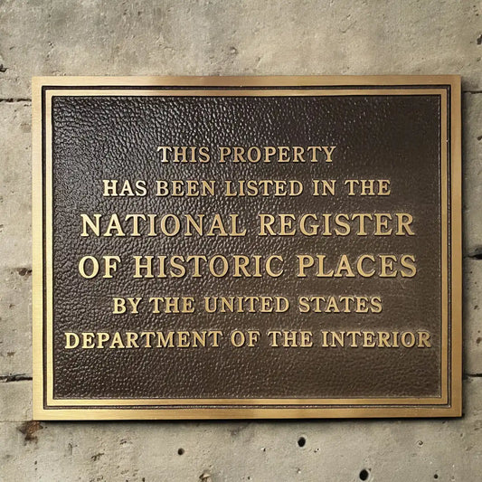 Historic Places Plaque Custom Historic Sign in solid brass mounted on a heritage building with personalized engraved historical information