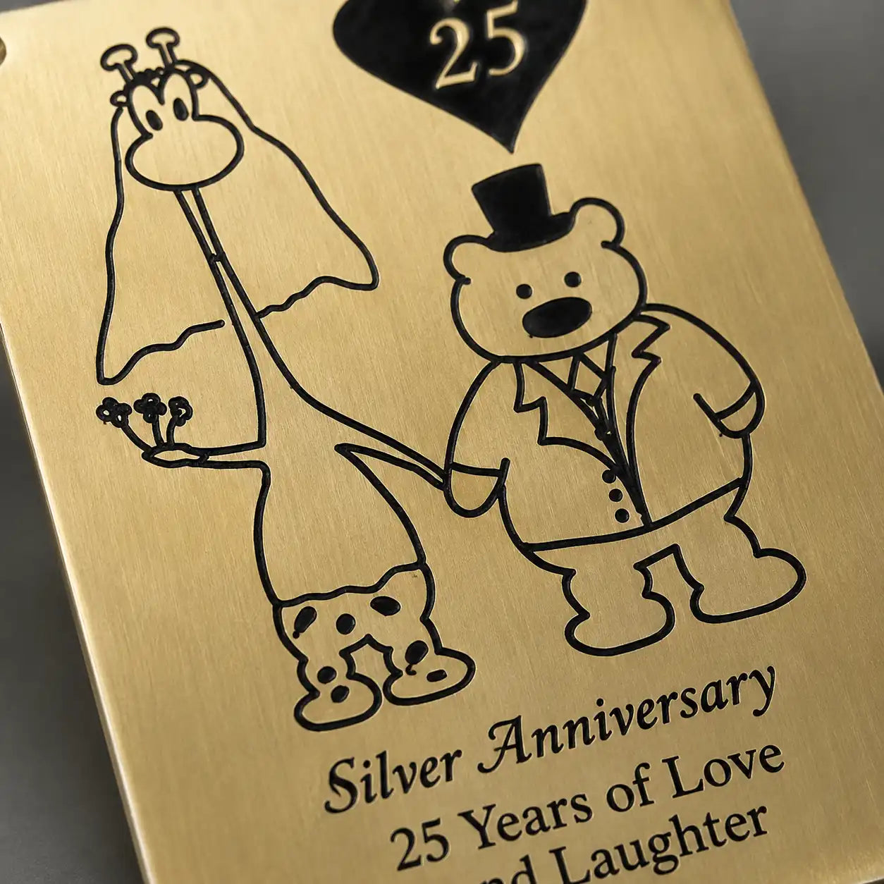 Engraved brass memorial plaque with personalized inscription