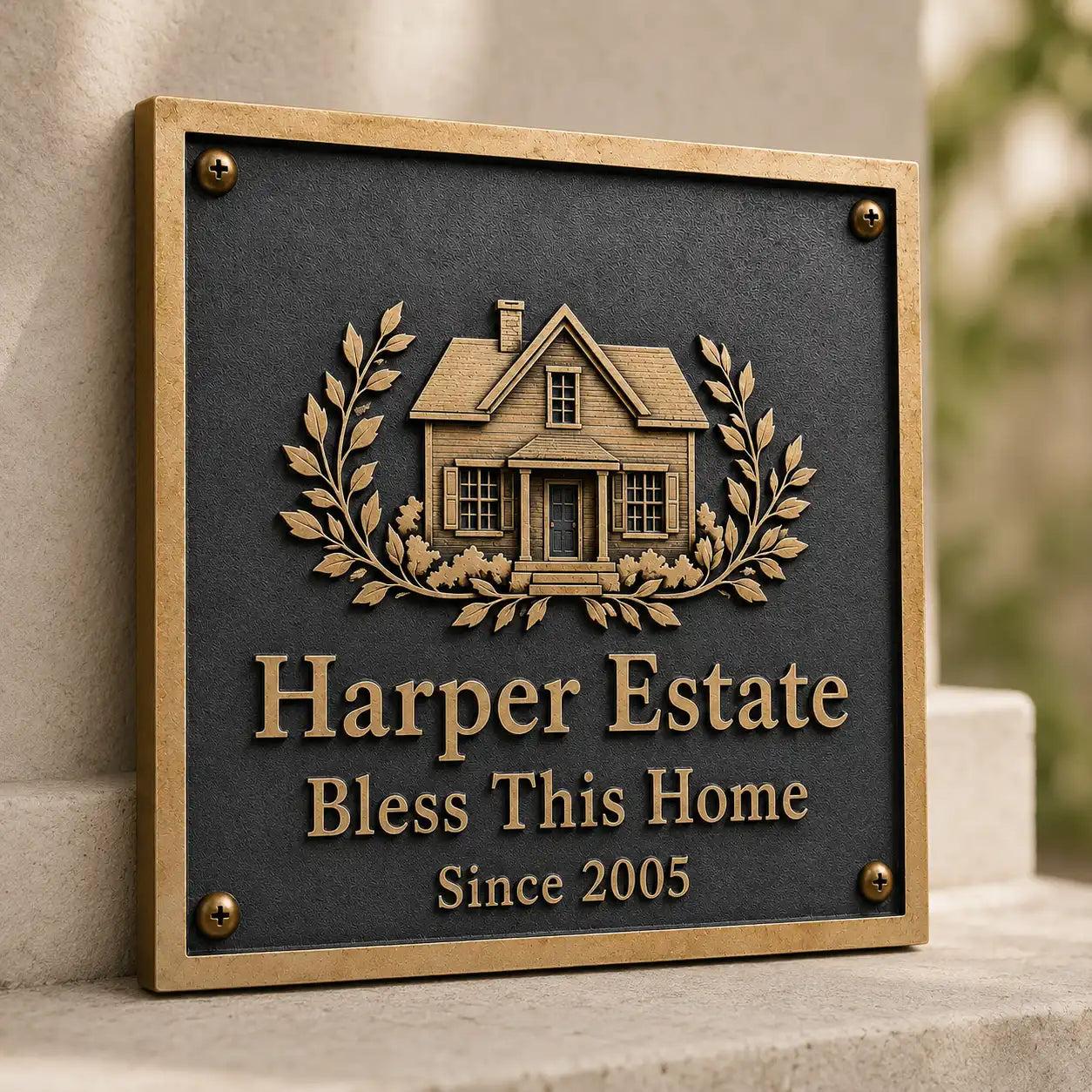 Premium custom brass plaque with precision engraved lettering