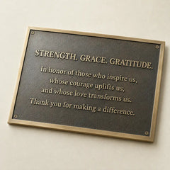 Custom bronze plaque with personalized engraving