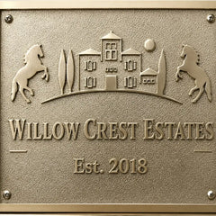 Custom brass family name plaque with engraved address