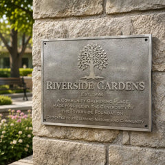 Custom brass address plaque with personalized engraved house number and name