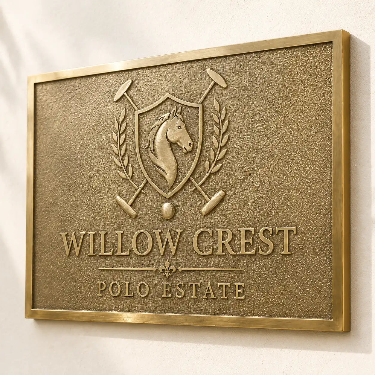 Handcrafted brass plaque with custom engraving for home entrance or office