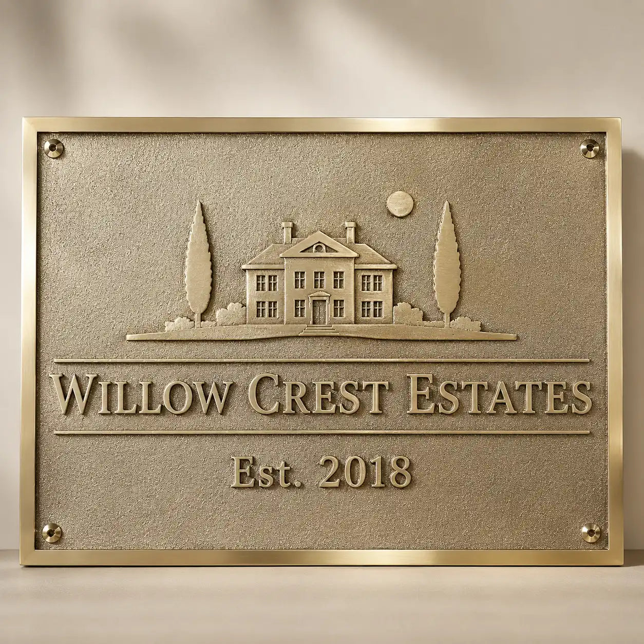 Engraved brass family name and address plaque for home