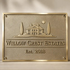 Engraved brass family name and address plaque for home