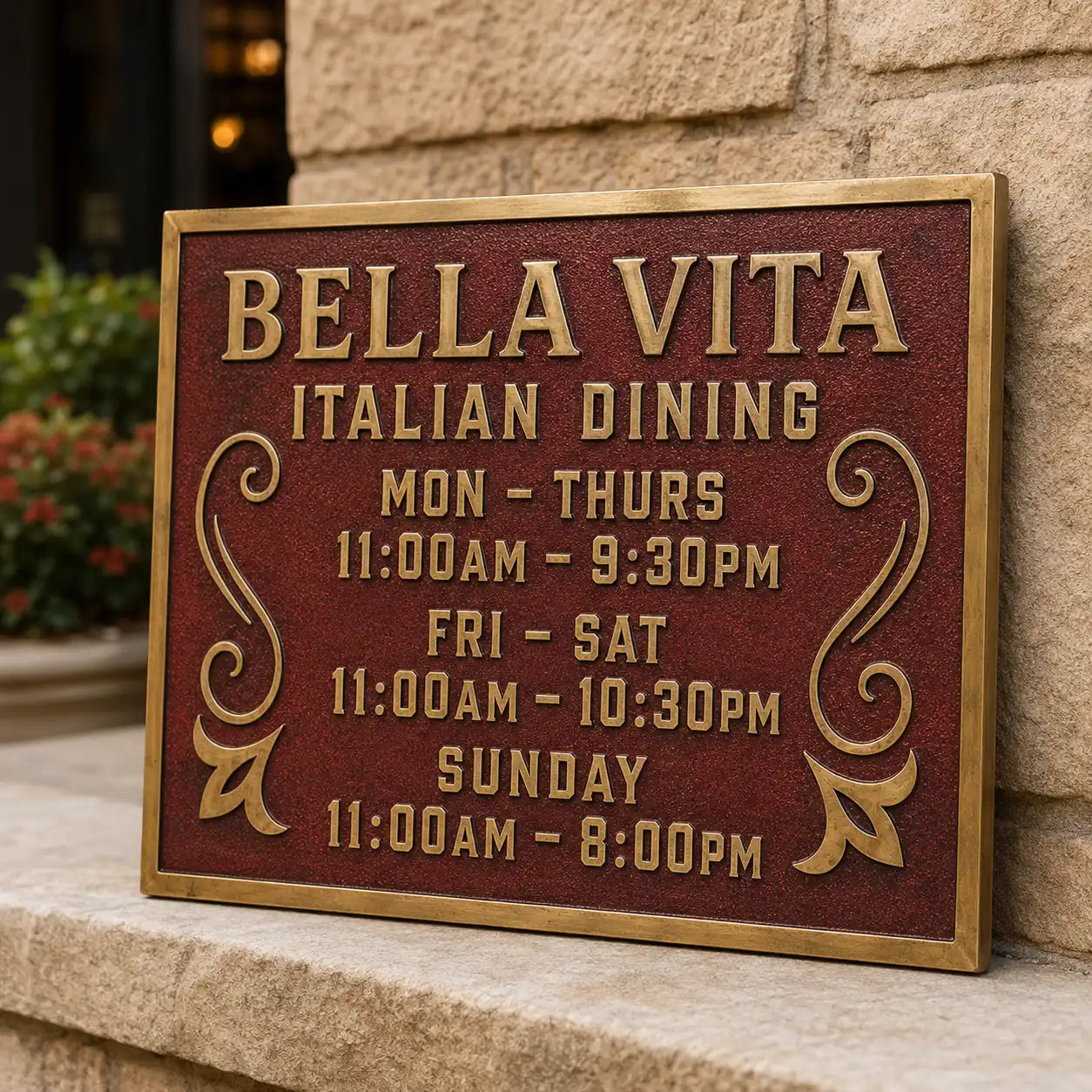Personalized bronze plaque with custom engraved name and message
