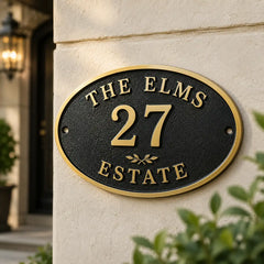 Personalized bronze house number plaque for front door or gate