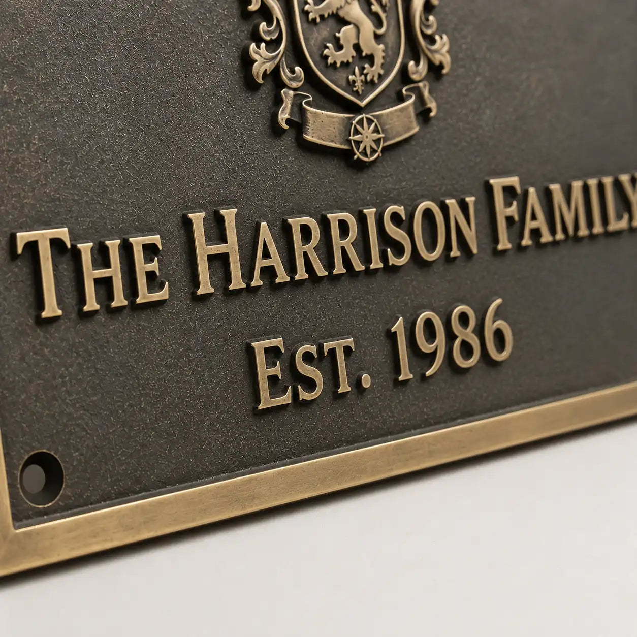 Personalized brass address plaque in bronze finish for home address signage