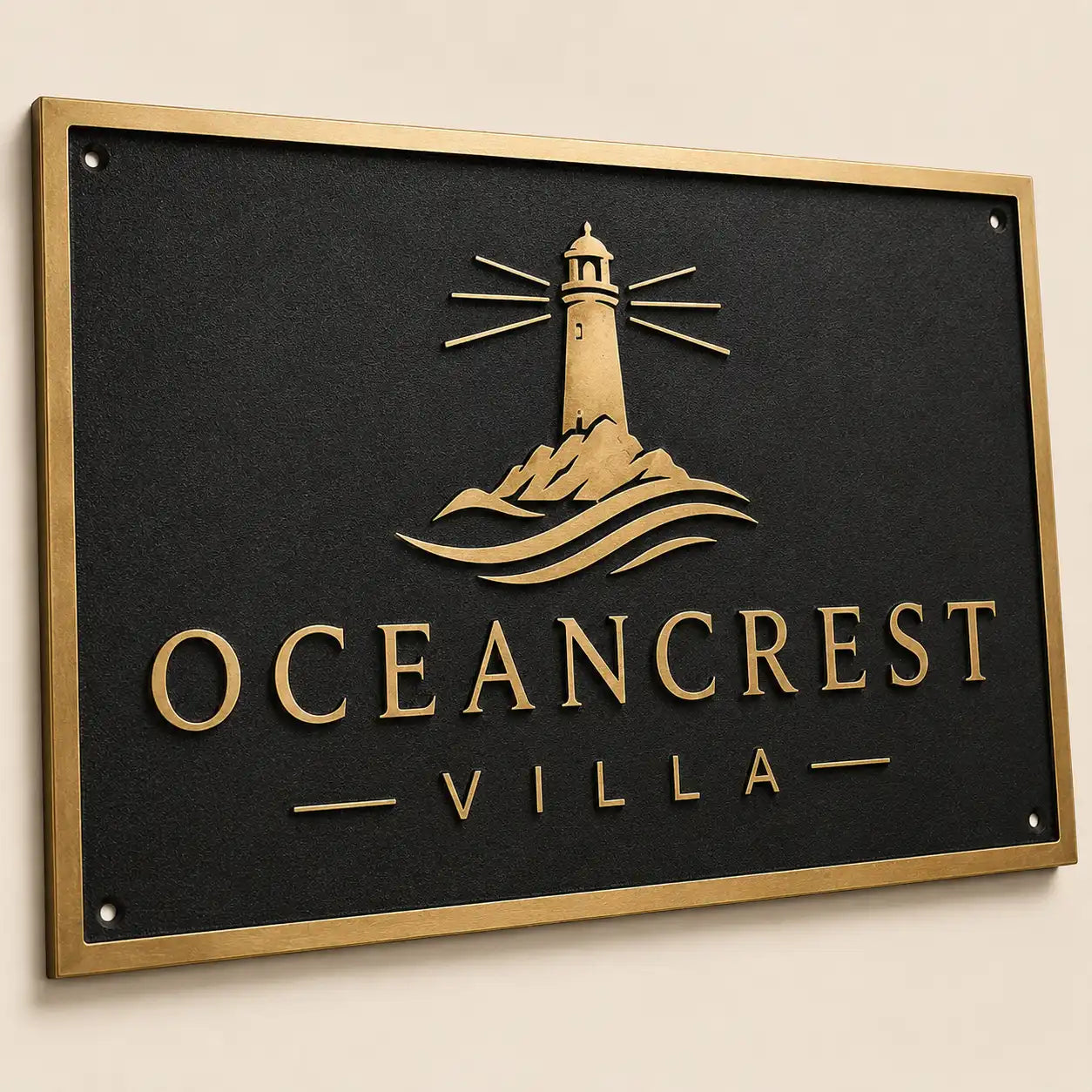 Solid brass house number plaque with custom text for front door or mailbox