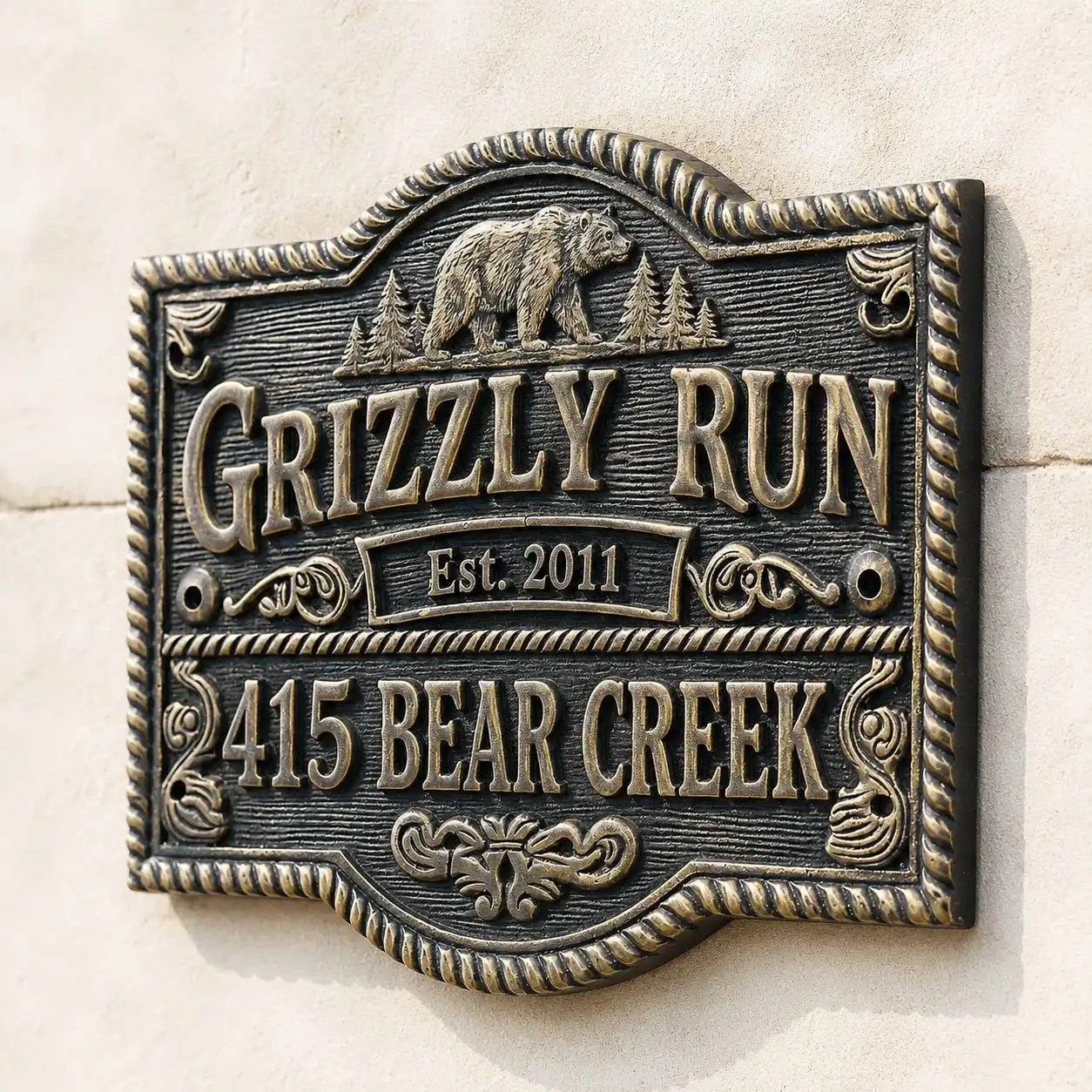 Solid brass 3D plaque with raised custom lettering