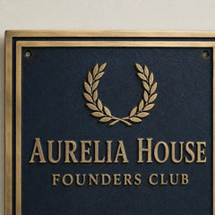 Solid brass address plaque with personalized engraving for front door and gate