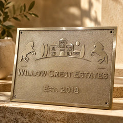Brass address plaque with personalized family name