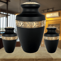 Black Burial Cremation Urn for Ashes 01