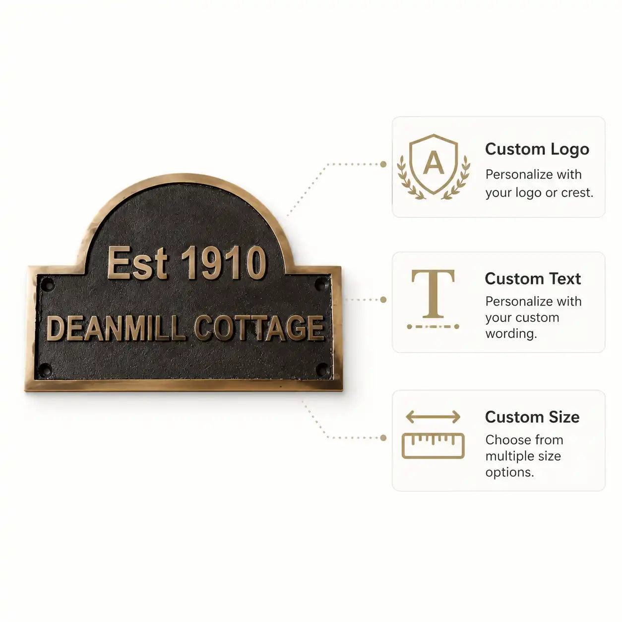 Personalized bronze address plaque for front door, gate, or home entrance