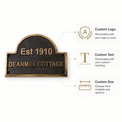 Personalized bronze address plaque for front door, gate, or home entrance