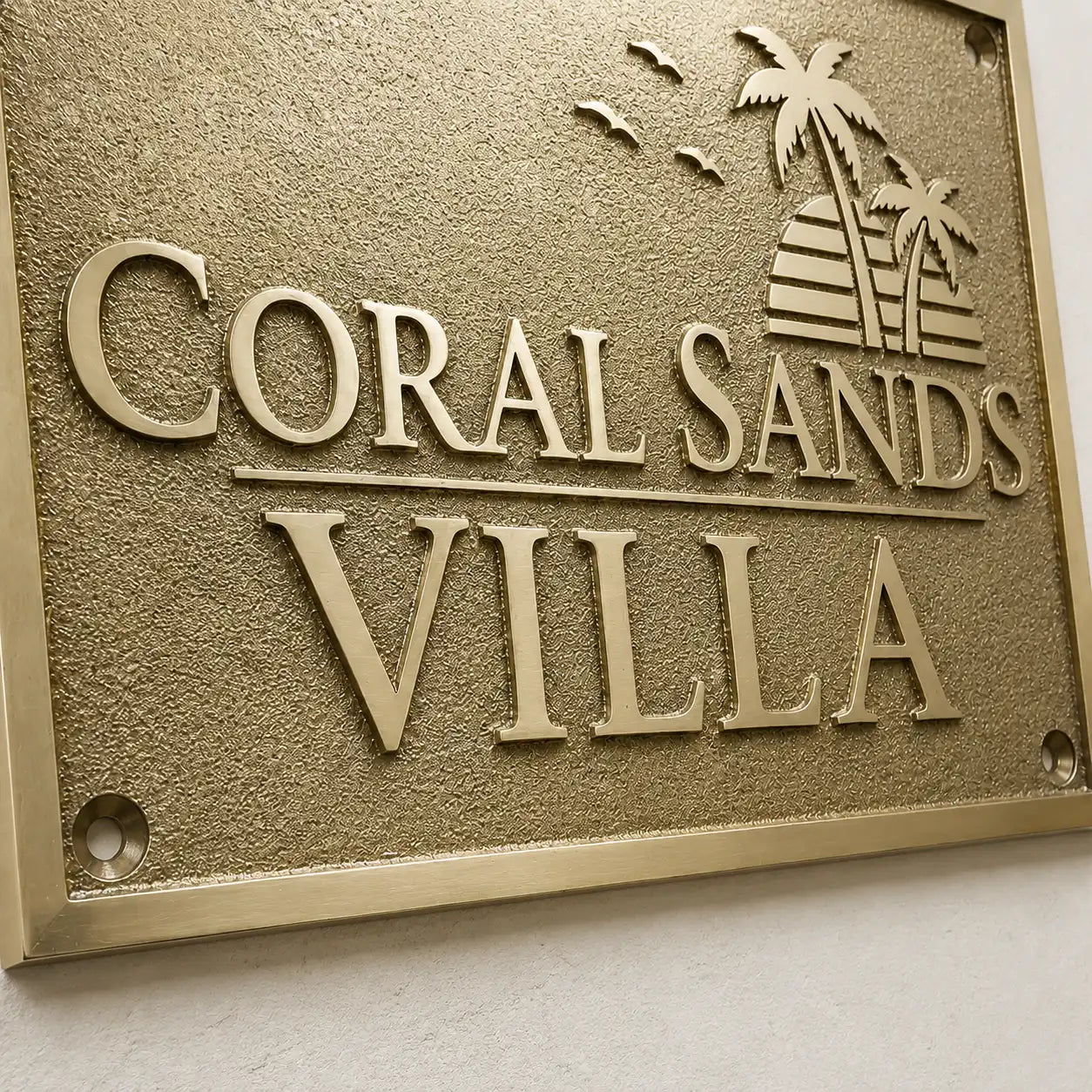 Custom engraved brass plaque with gold background