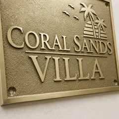 Custom engraved brass plaque with gold background