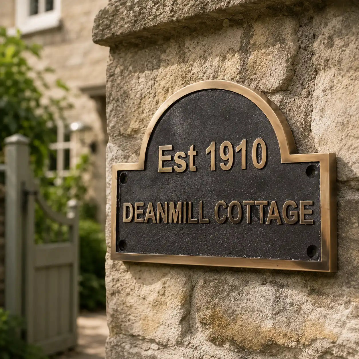 Handcrafted bronze address sign for homes, offices, and businesses
