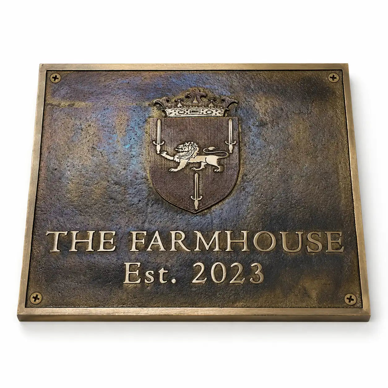 Brass address sign with precision engraved text for home entrance