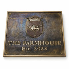 Brass address sign with precision engraved text for home entrance