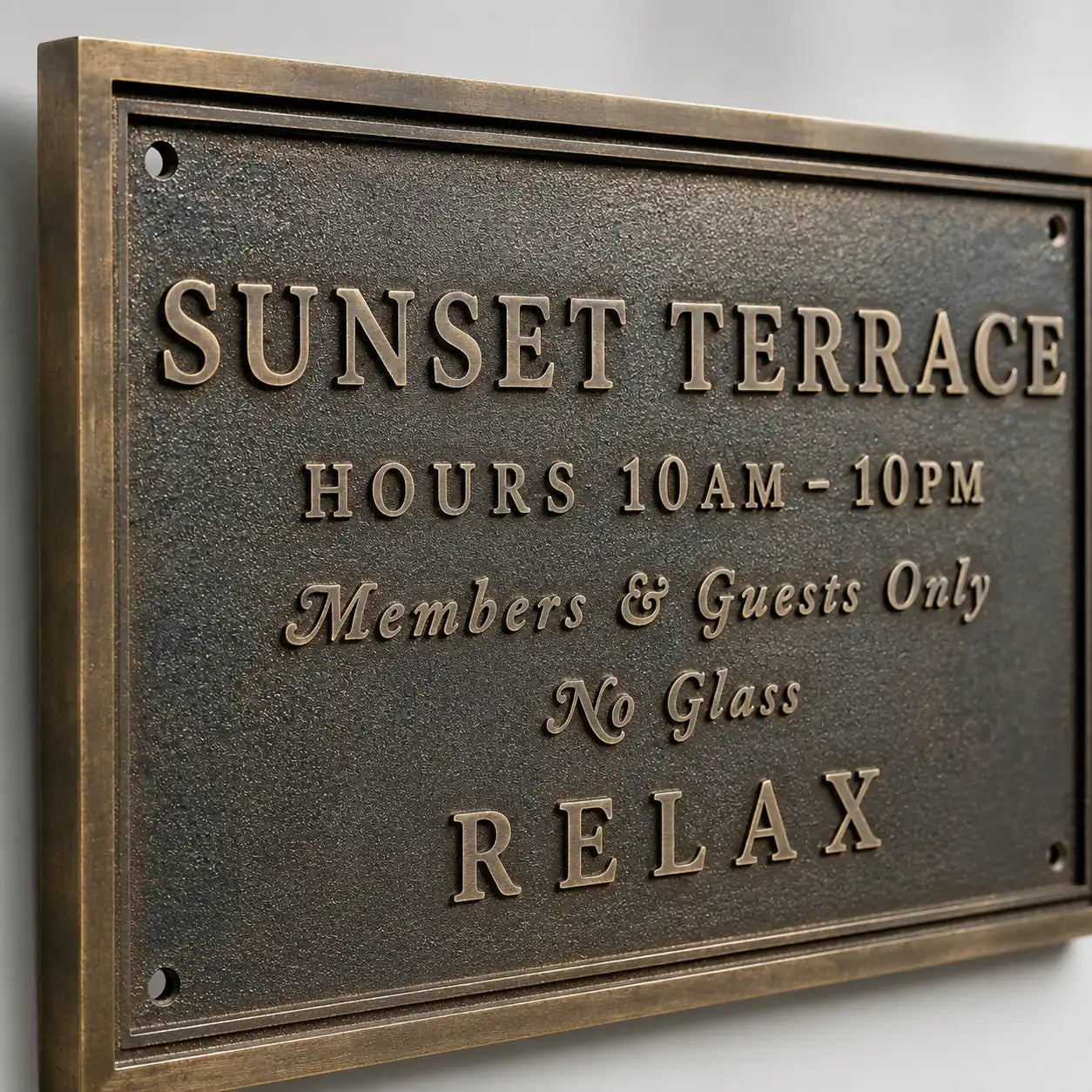 Personalized cast bronze address plaque with elegant engraved lettering