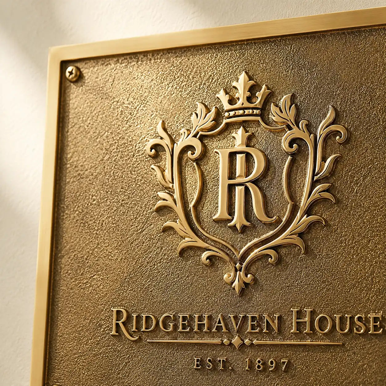 Personalized brass house address plaque for home entrance