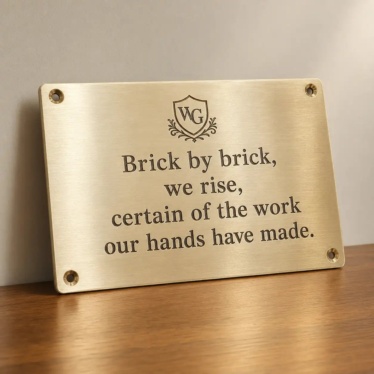 Personalized custom engraved brass plaque for home or office