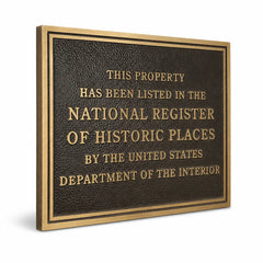 Custom brass historic plaque for National Register of Historic Places