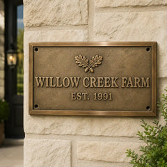 Engraved personalized bronze plaque with custom message and artwork