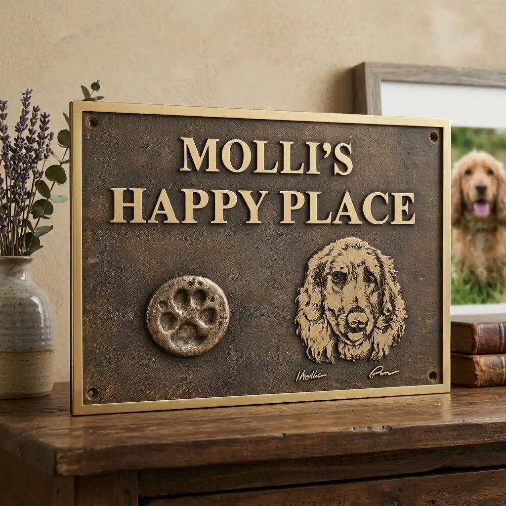 Indoor bronze address plaque for home or office entrance