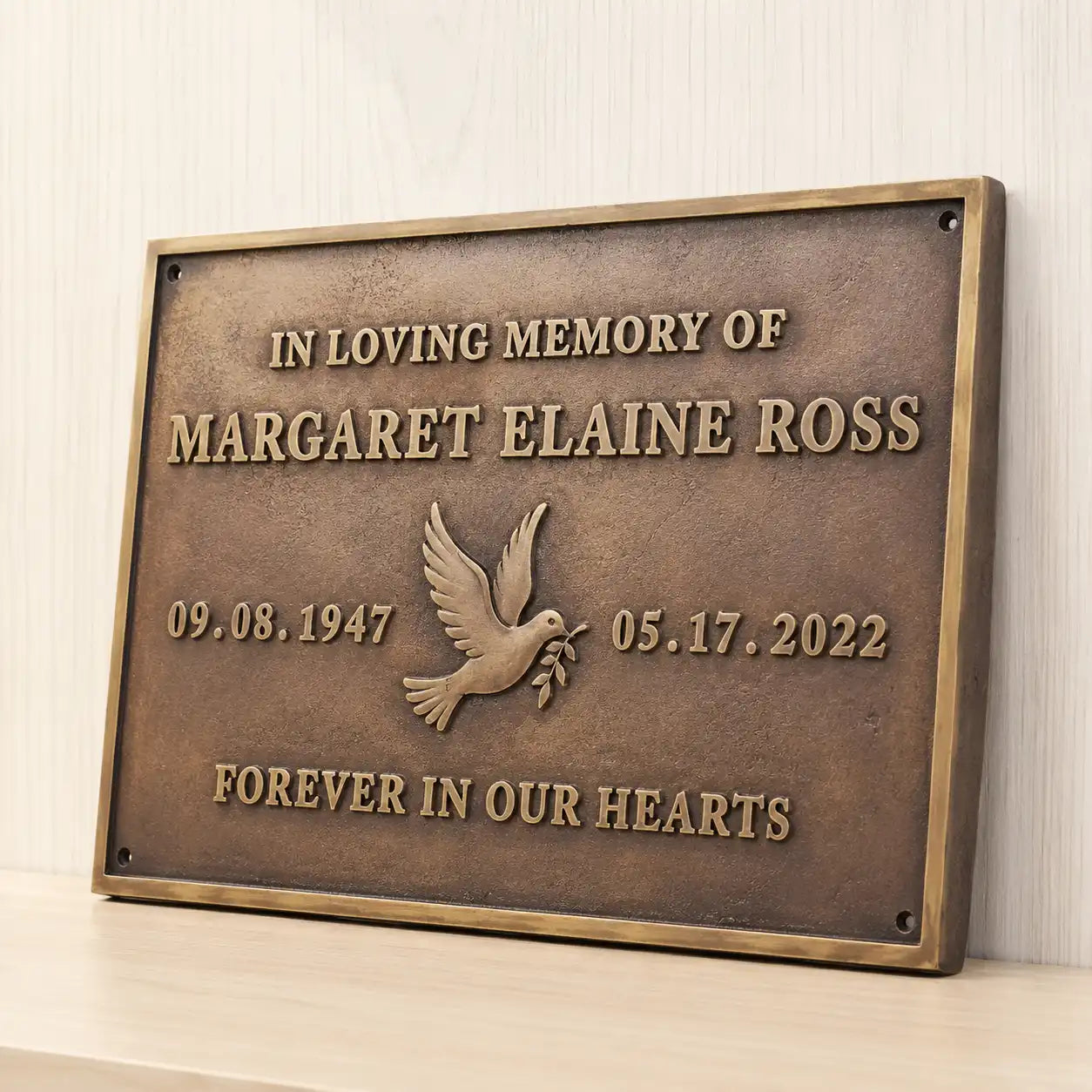 Personalized bronze grave plaque with custom memorial inscription