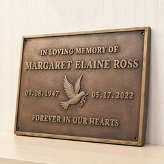 Personalized bronze grave plaque with custom memorial inscription